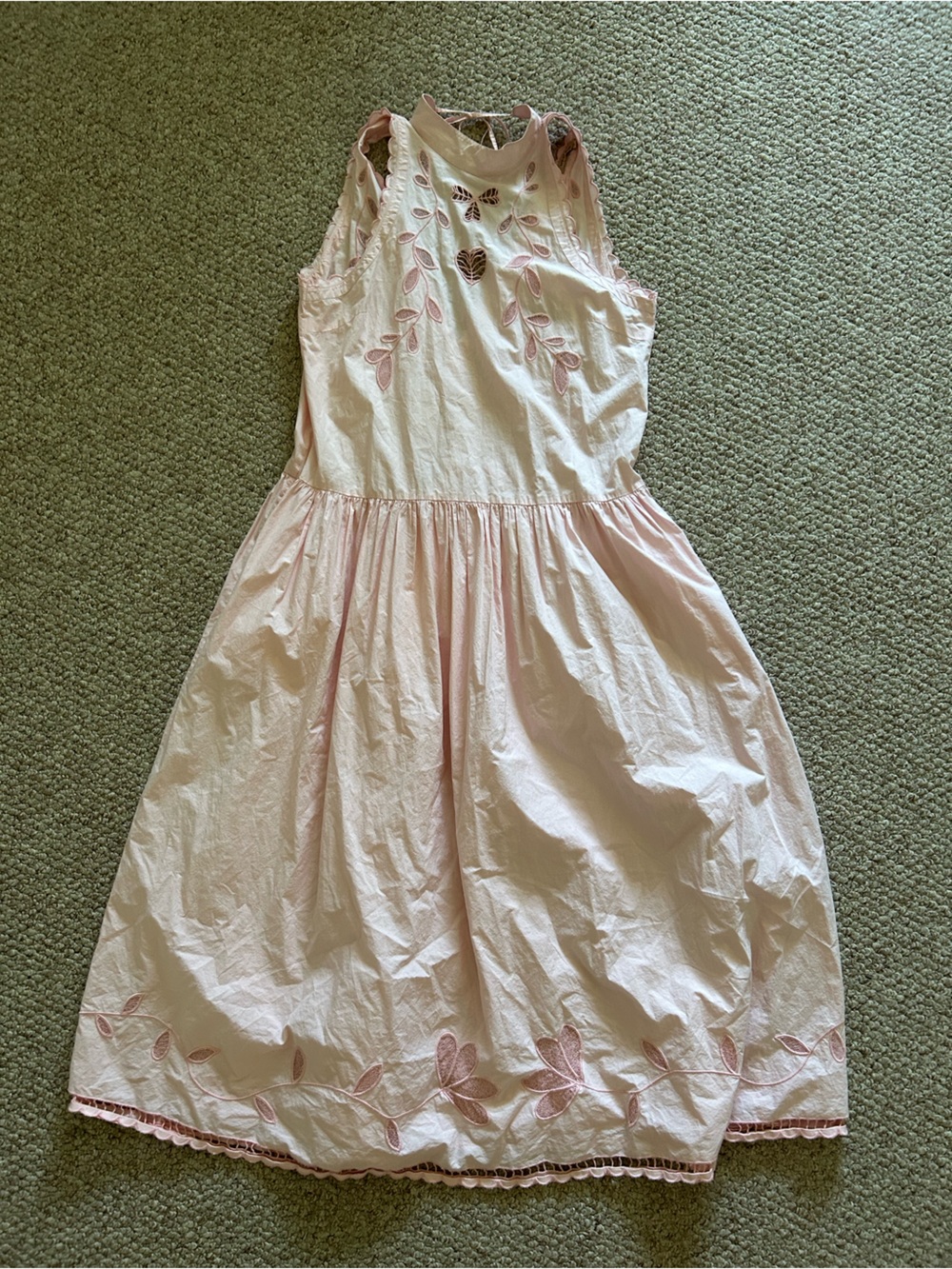 Stella Nova Anthropologie Pink Embroidered Eyelets Maci Sleeveless Dress size L - Picture 7 of 11